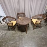 Salon de jardin d'hiver en rotin foncé
