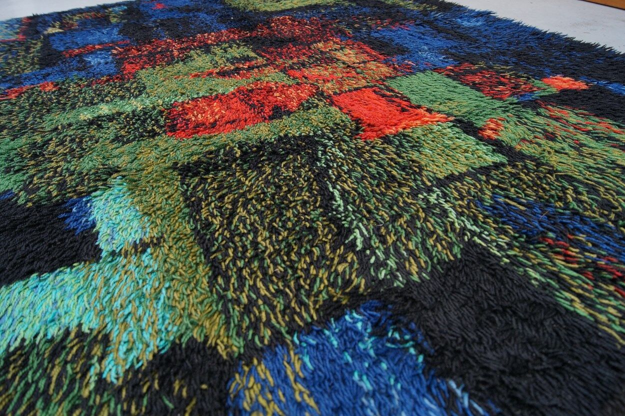 Abstract high pile rya rug from Gilde Muster, 1970