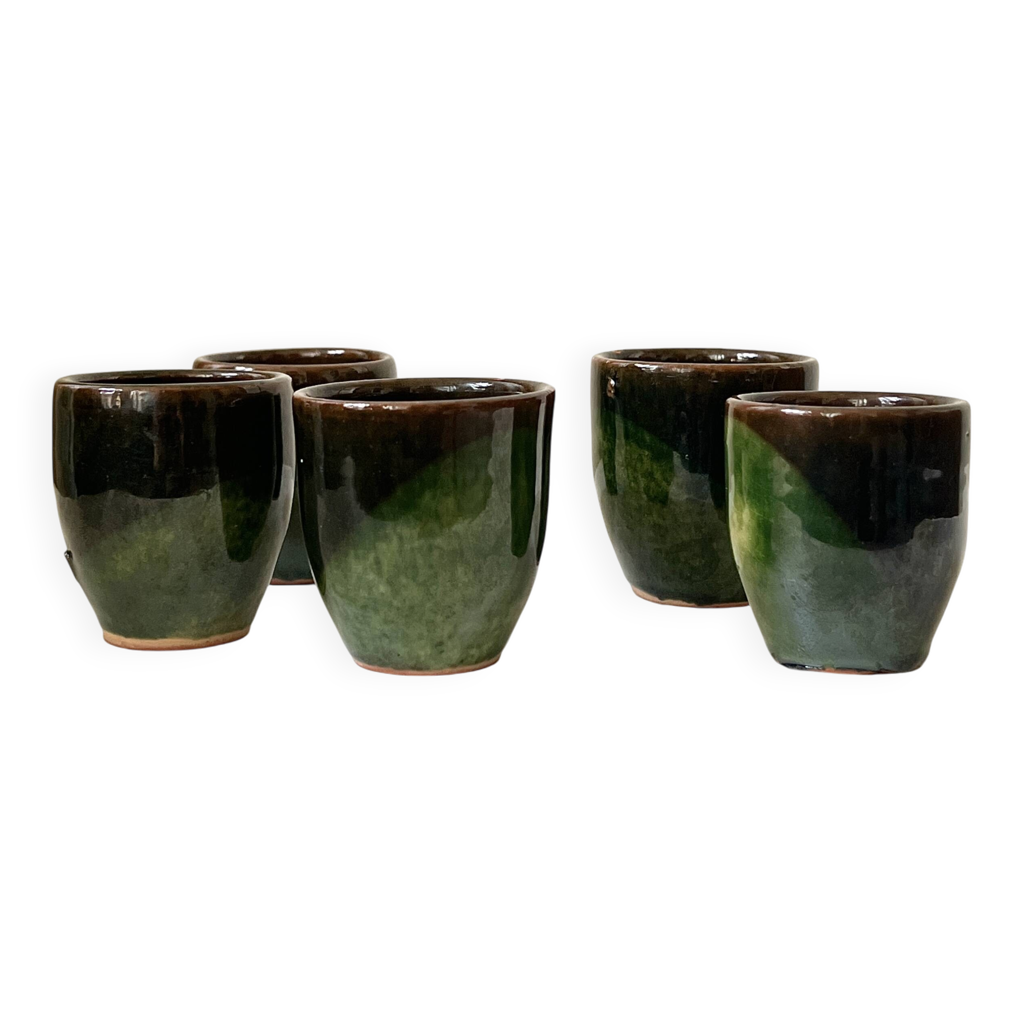 handmade ceramic service: 6-piece glazed stoneware coffee cups