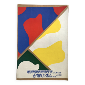 Claude viallat, abbaye de sénanque, gordes, 1978. affiche originale en sérigraphie sur kraft