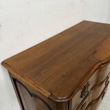 Louis XV commode with three drawers in solid walnut, 18th century
