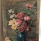 Huile sur toile ancienne Bouquet de roses