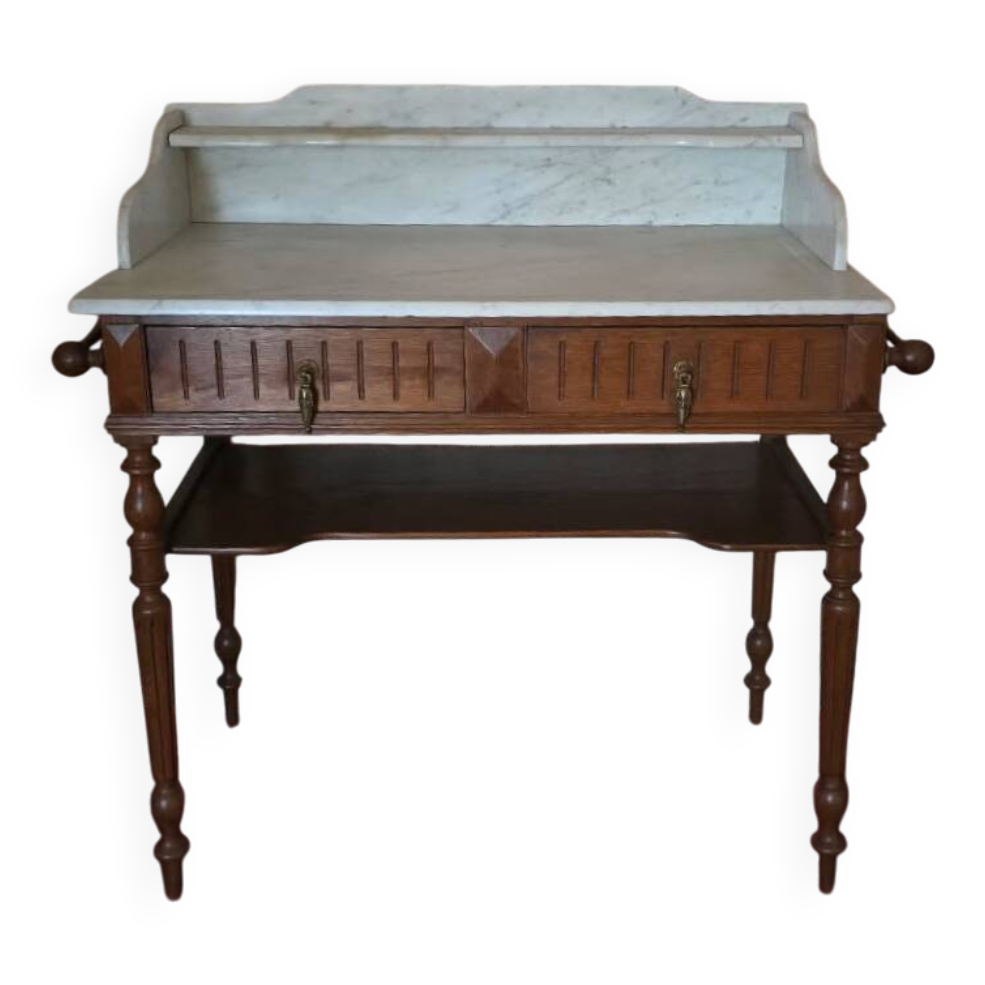 Dressing table in solid wood and white marble