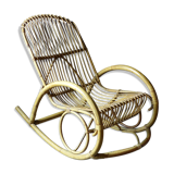 Rocking chair in vintage rattan from Rohe Noordwolde