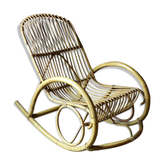 Rocking chair in vintage rattan from Rohe Noordwolde