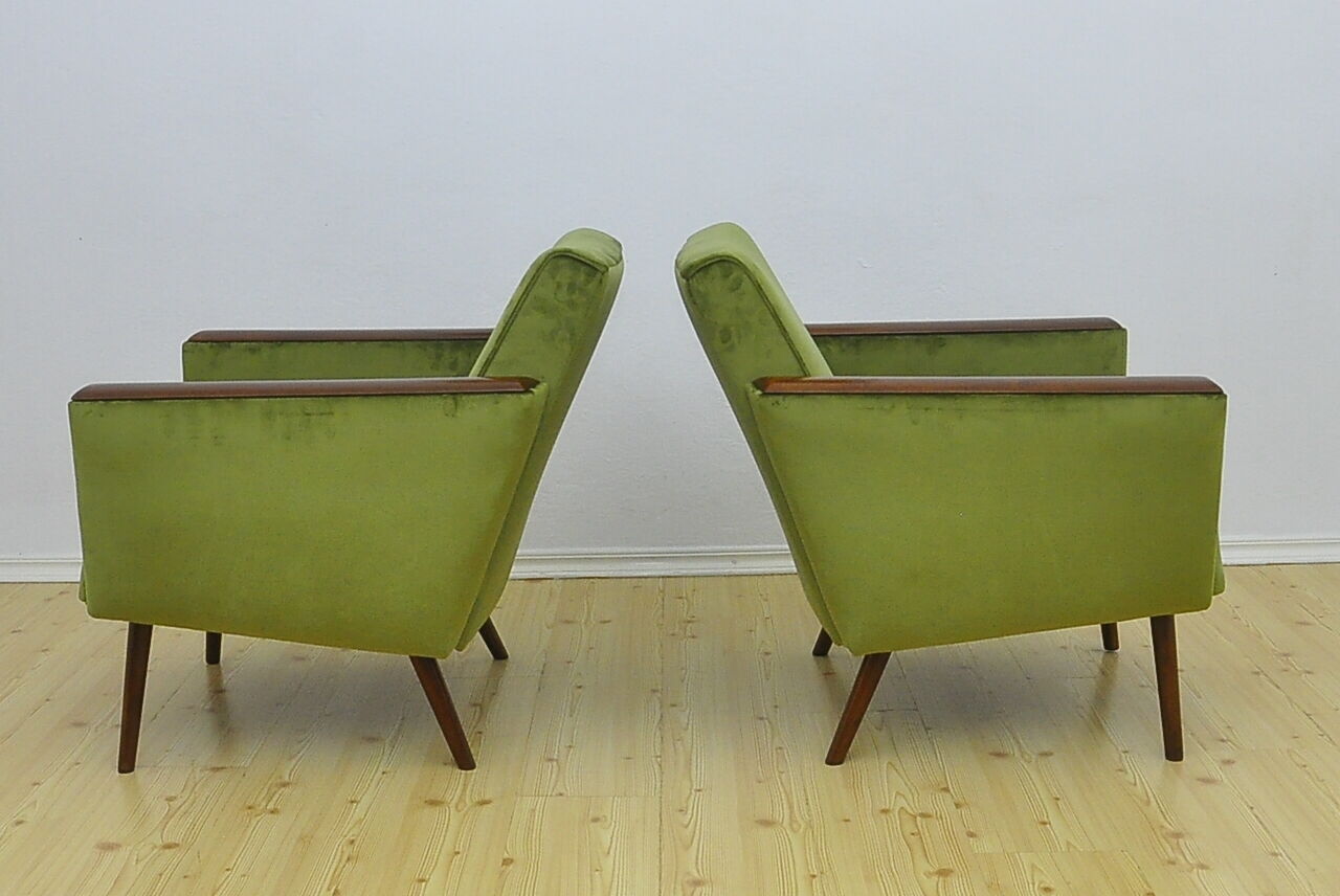 Mid-century velor armchairs, 1960s