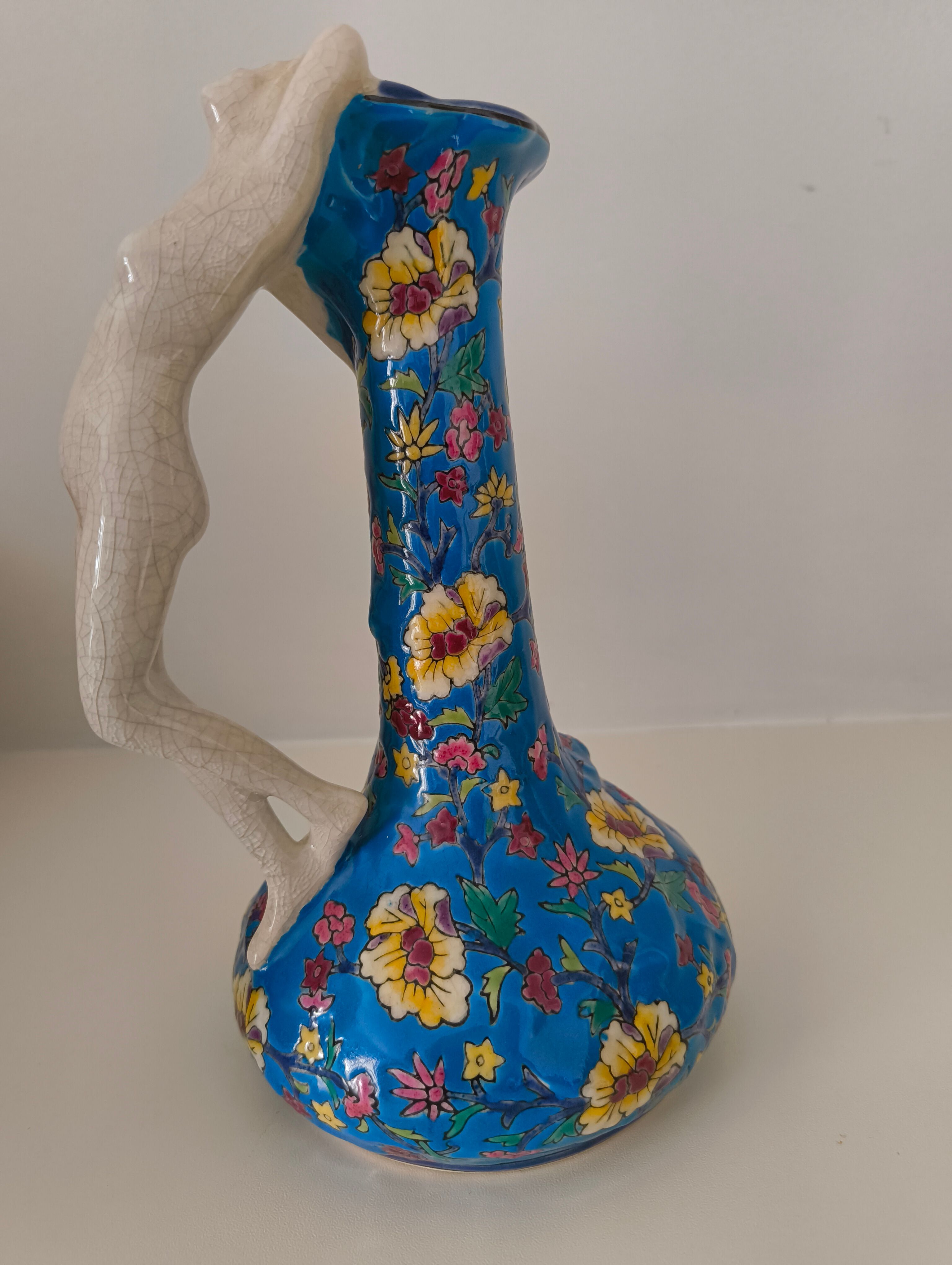 Pichet Art Déco belge signé Émaux de La Louvière
