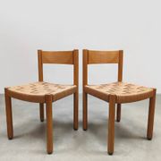 8 chaises vintage en corde et chêne