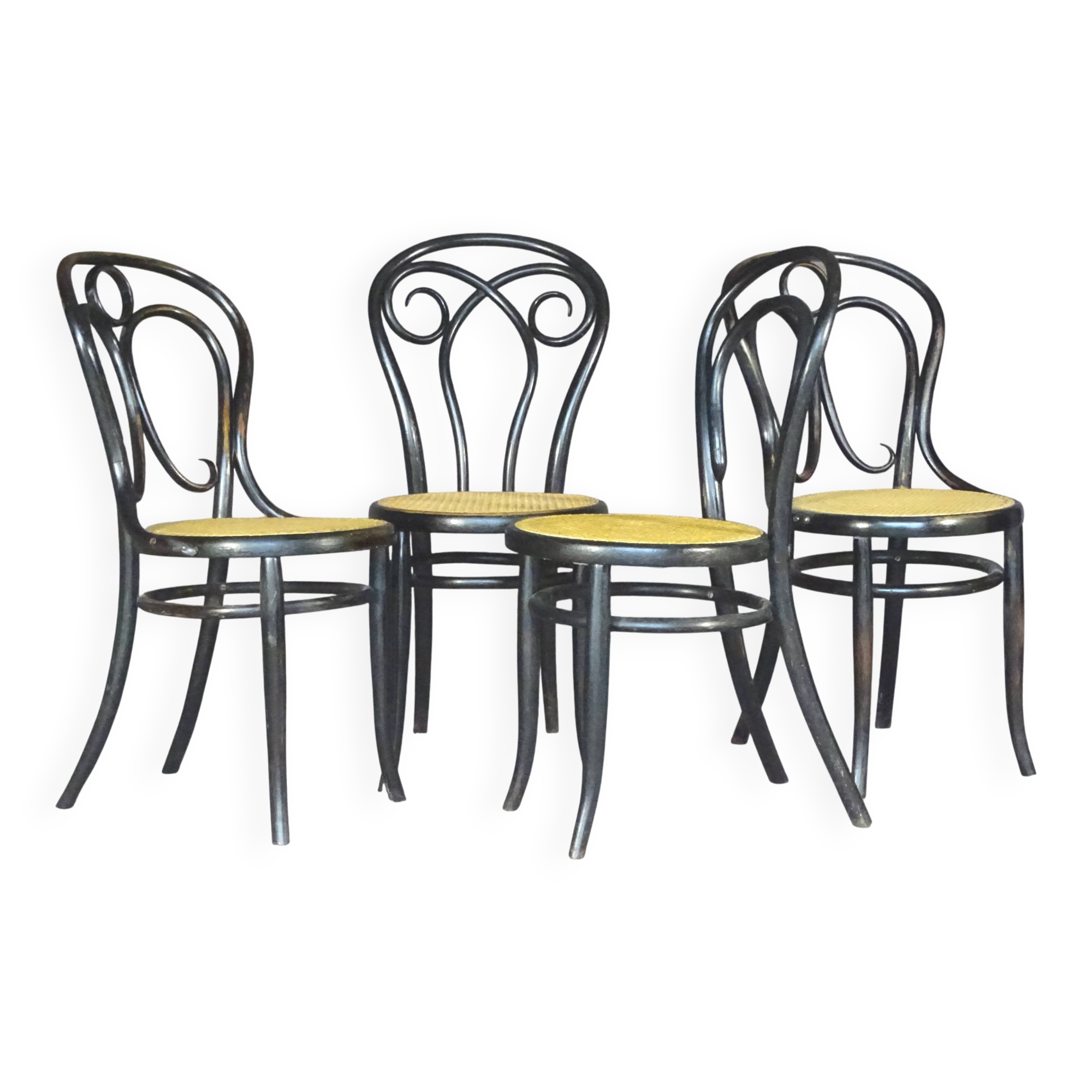 Set of 4 kohn "empire black" chairs circa 1880 + thonet-