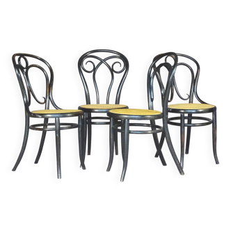 Set of 4 kohn "empire black" chairs circa 1880 + thonet-