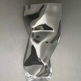 Black tinted glass vase with crumpled effect