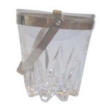 Ice cube bucket made of cast glass and silver plated metal