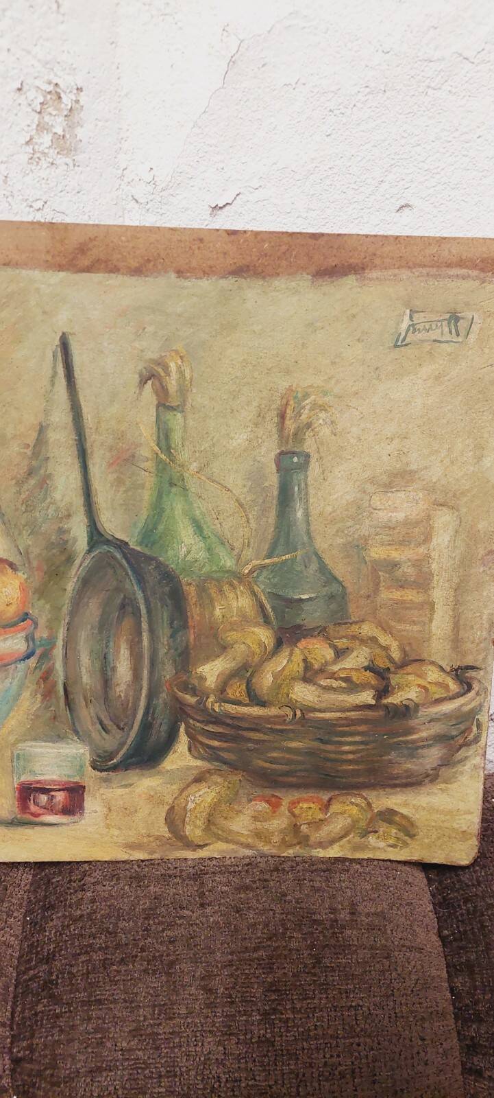 Roberto Pucci oil painting 50s painting on 2 sides landscape still life