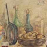 Roberto Pucci oil painting 50s painting on 2 sides landscape still life