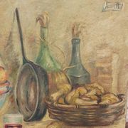Roberto Pucci oil painting 50s painting on 2 sides landscape still life