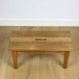 Wooden stool low rectangular seat ash wood