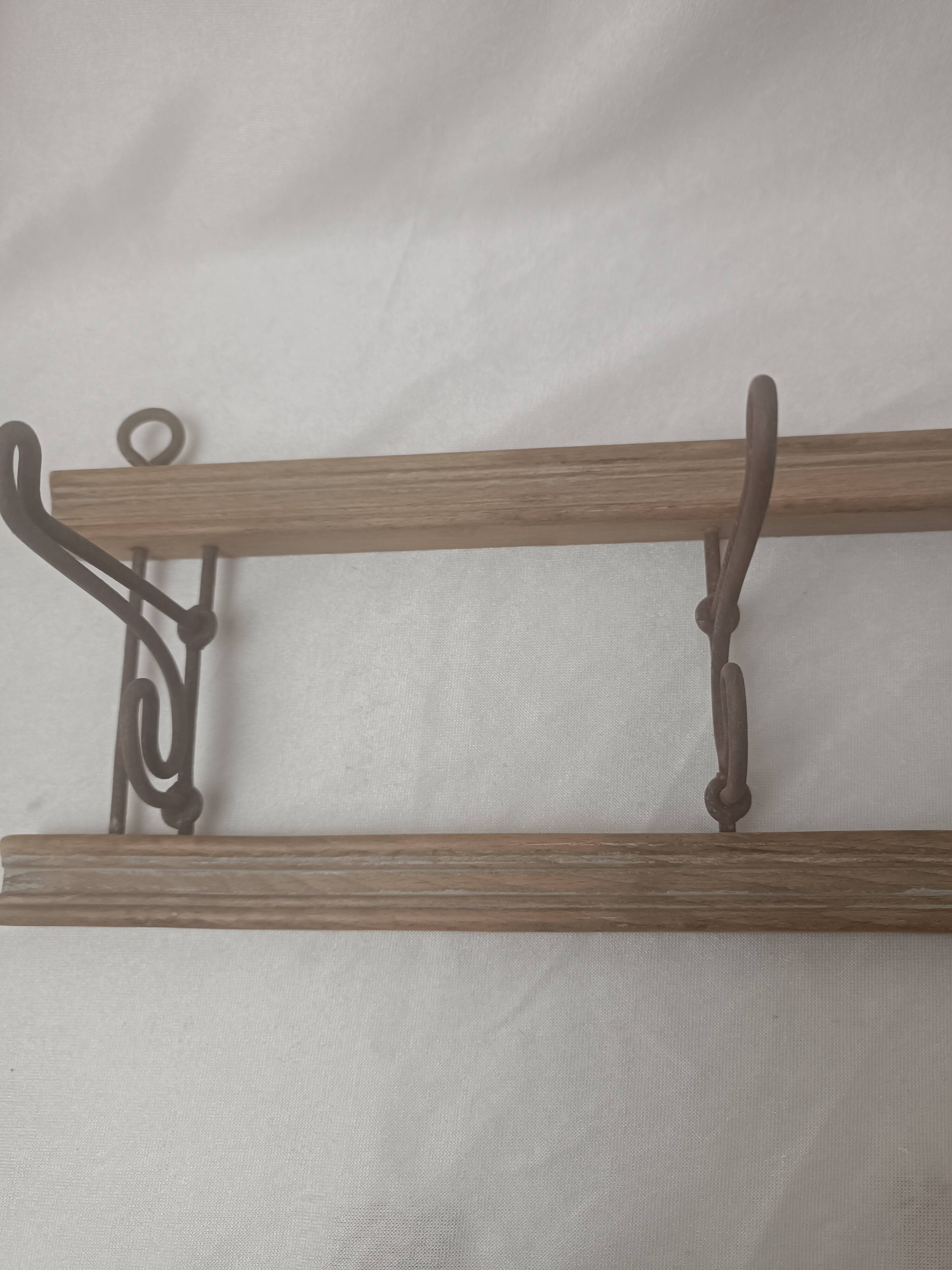 Coat rack/wood & iron hooks