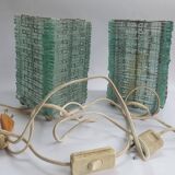 Pair of 80s glass slat lamps