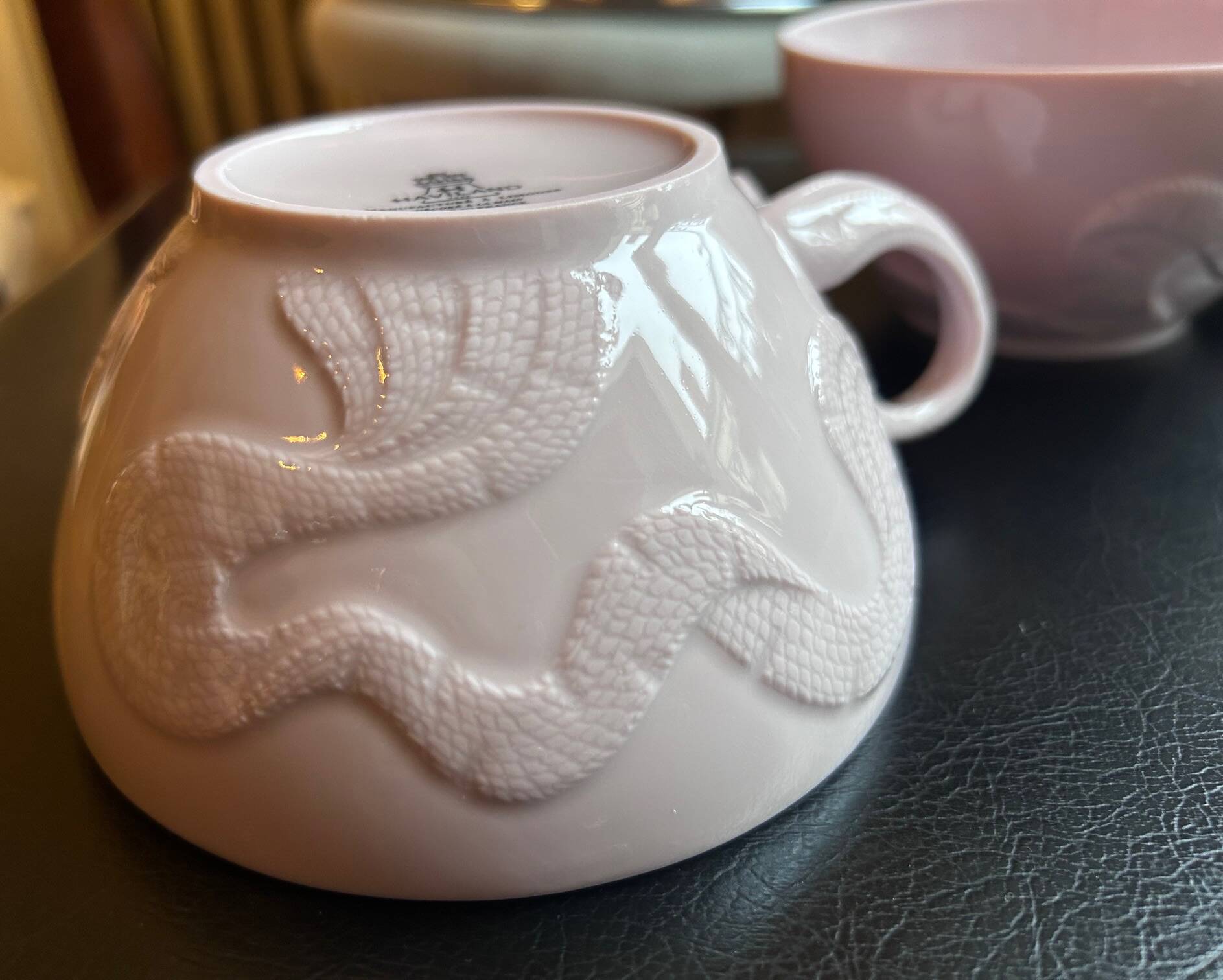 Two pink haviland porcelain teacups