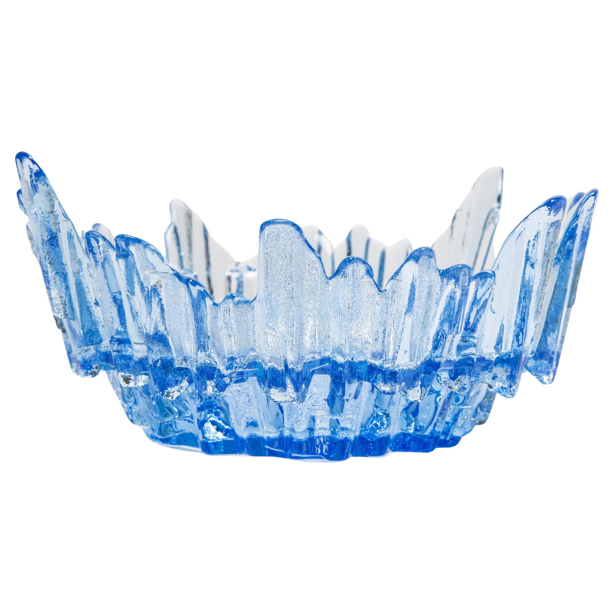 Vintage decorative plate in light blue glass, Italy, 1960s.