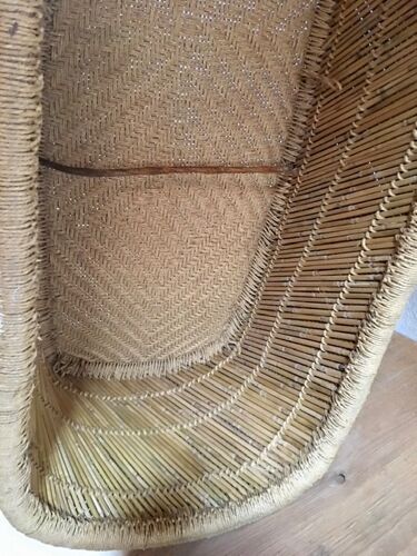 Méridienne chaise longue bambou et rotin vintage