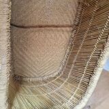 Honeycombed chaise longue bamboo and vintage rattan