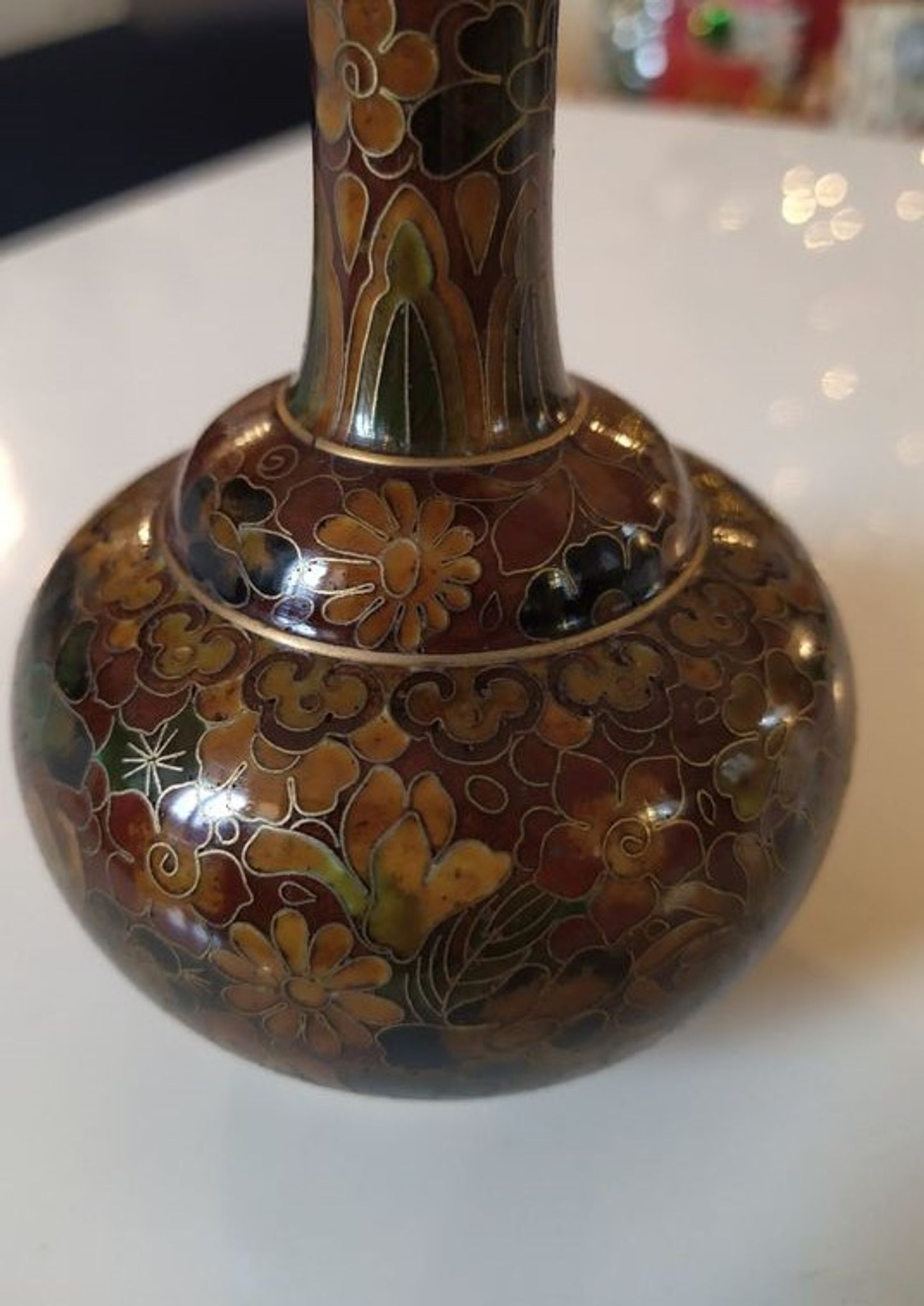 Pied de lampe en email cloisonné