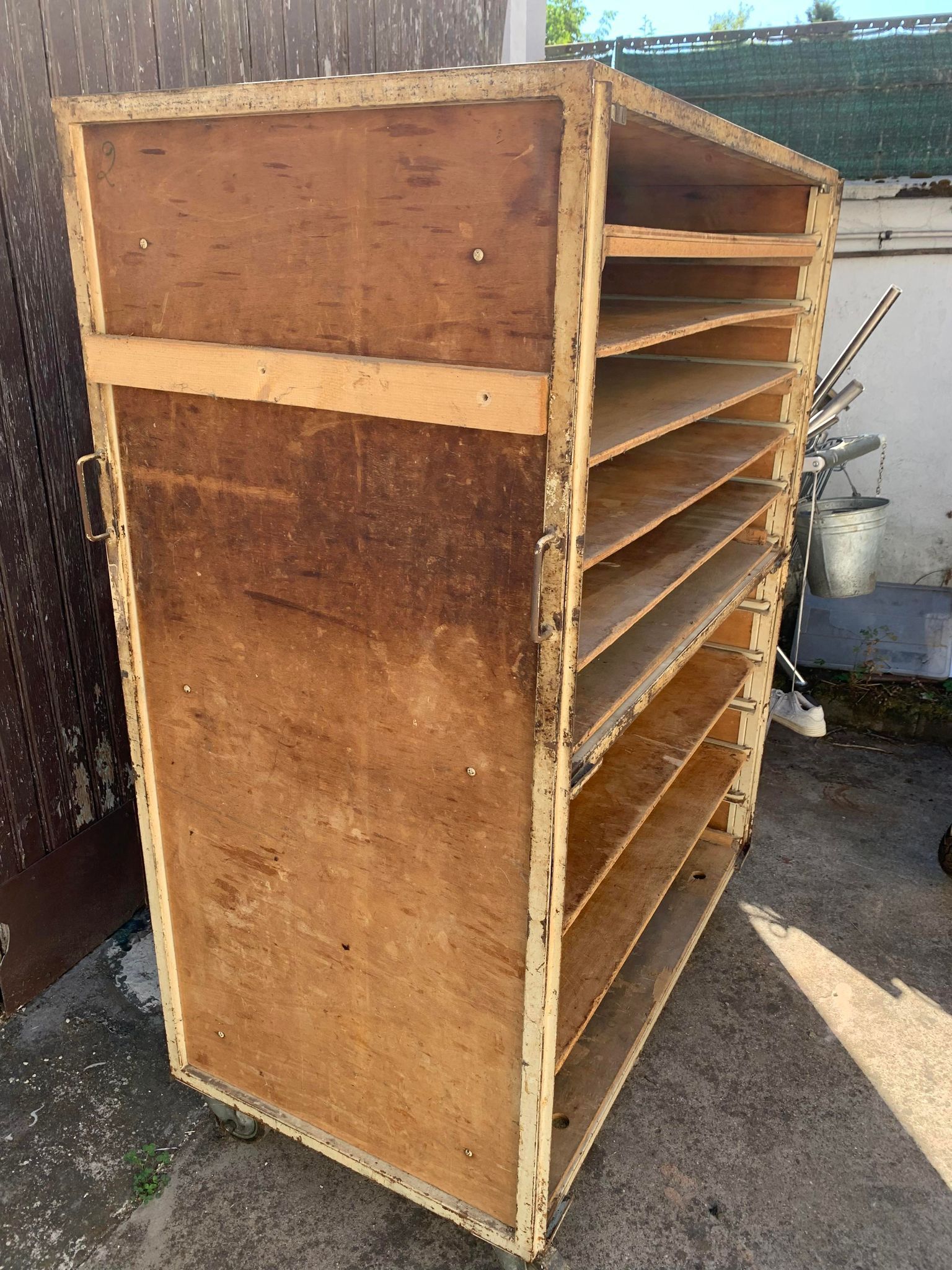 Old furniture by trade bakery bread trolley cabinet iron and wood