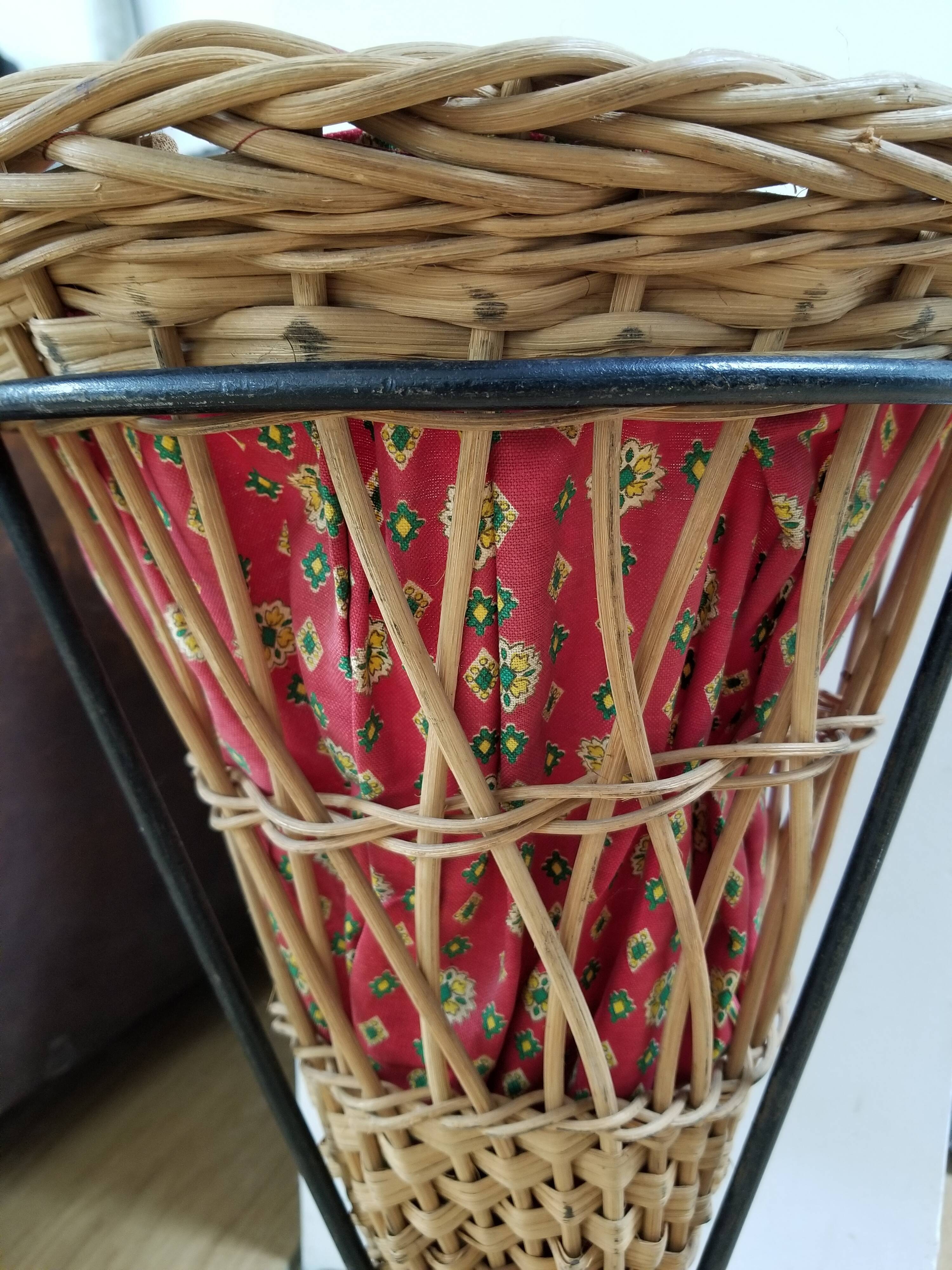 Wicker basket and wrought iron