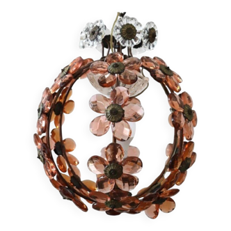 Pendant Lamp In Iron And Murano Glass, Italy Early 20th Century
