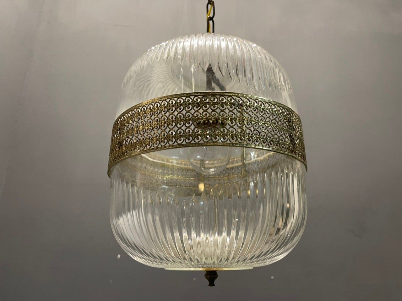Vintage italian glass light pendant lamps, set of 2