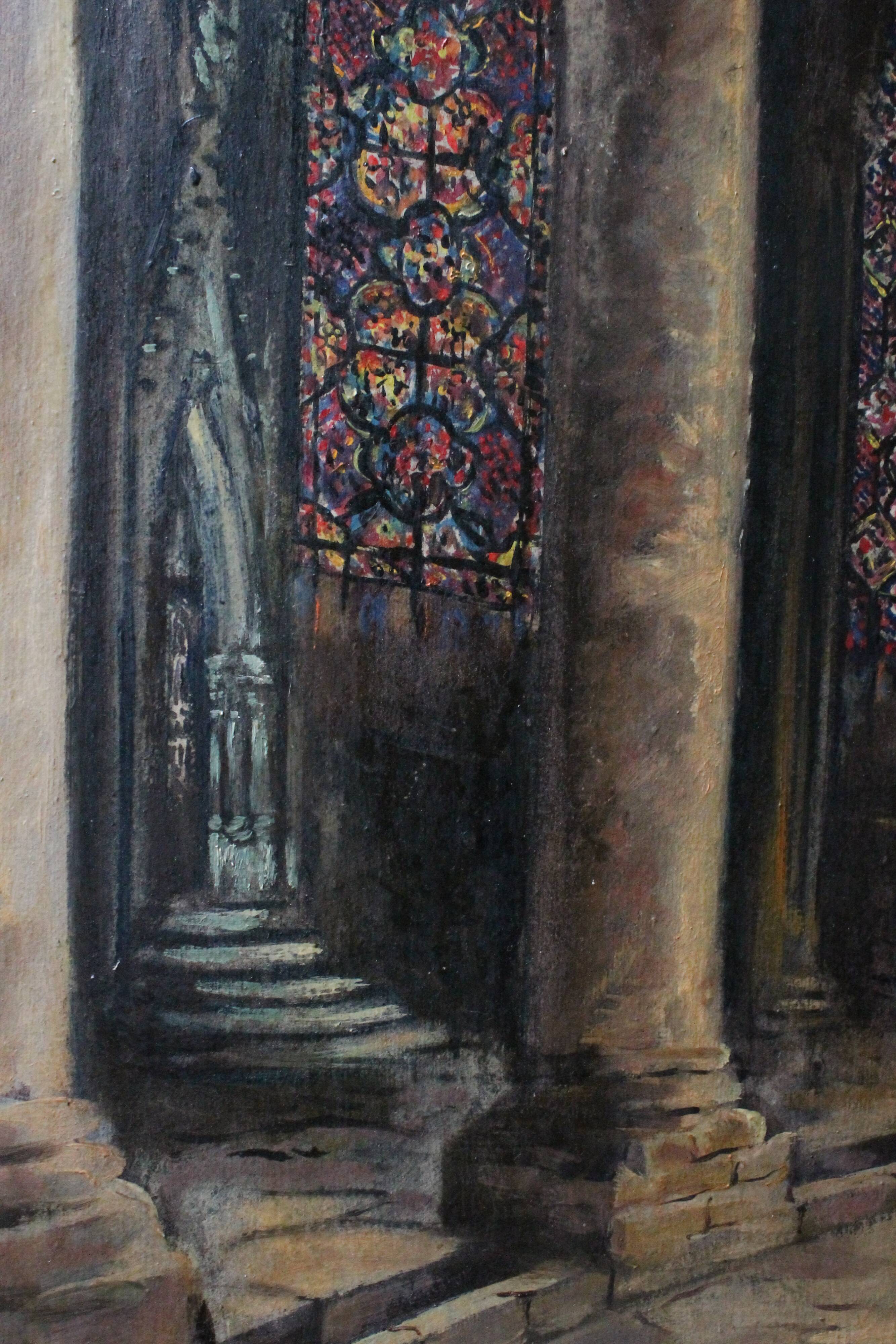 20th century French school painting "Apse of the Cathedral of Saint-Om