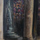 20th century French school painting "Apse of the Cathedral of Saint-Om