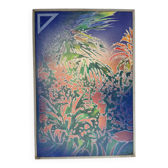 Feuillage, huile sur panneau de bois, signé Jean Noel Zanetti