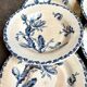 6 deep plates Gien in blue ironstone, "Cactus" service.