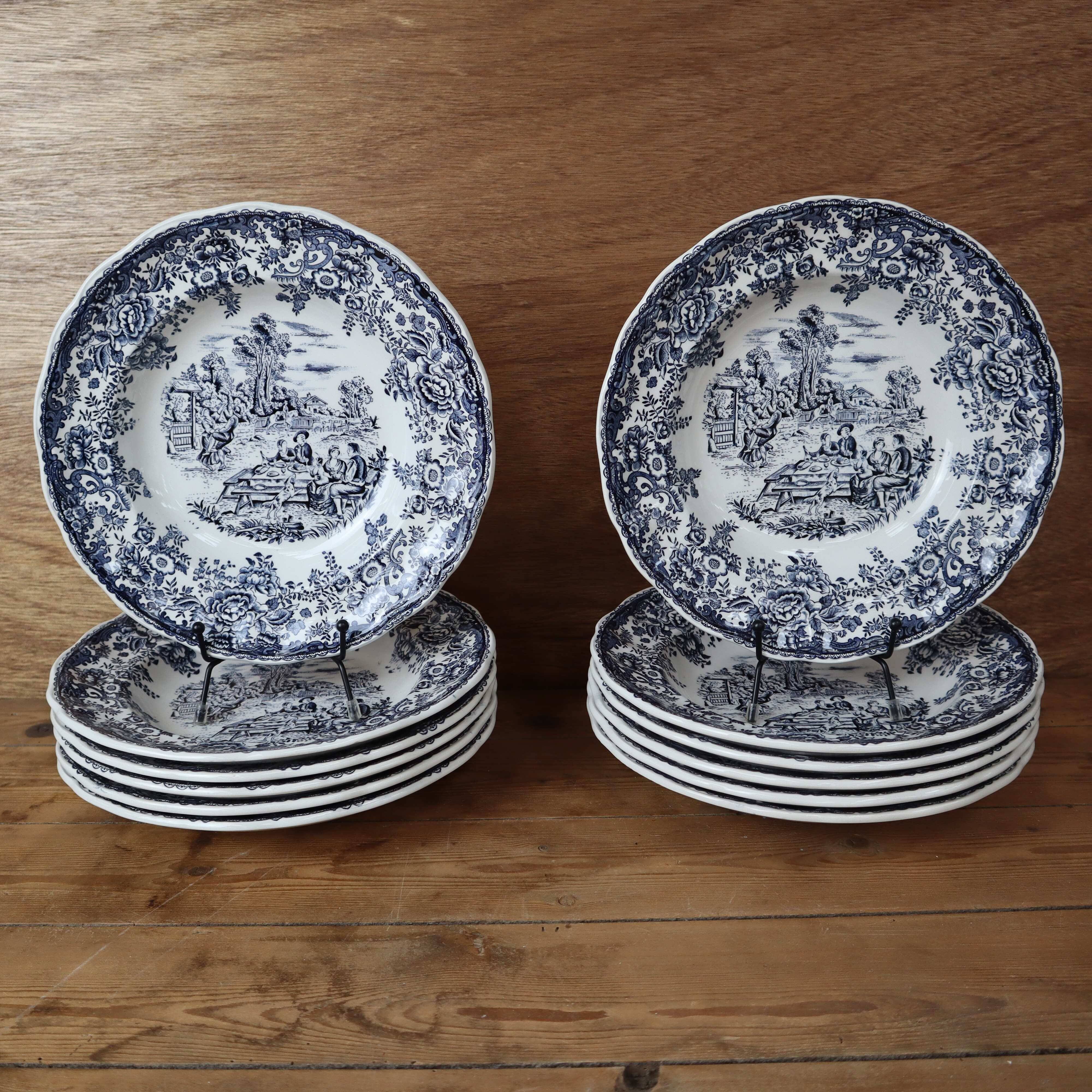 6 deep plates stamped Lunéville KG Tradition special grand feu