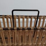 Metal magazine door and vintage rattan