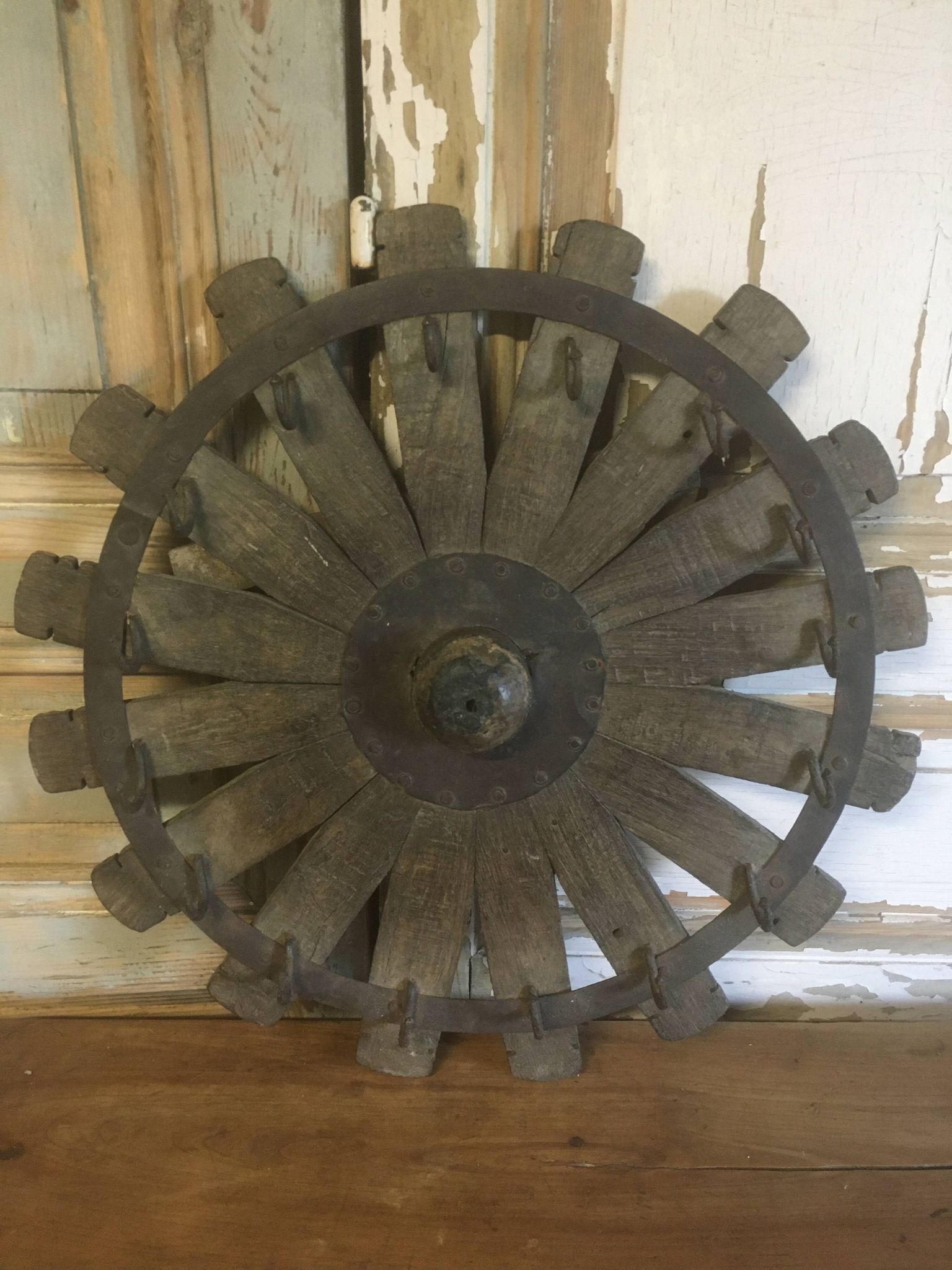 Roue porte clés ou autre en bois métal