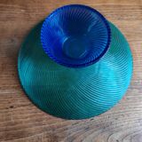 Vintage Glass Blown Fruit Bowl – Blue and Green Design Centrepiece