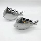 Pair of “Fish” vases / Cast aluminum – 1980s