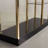 Black Belgo Chrom Hollywood Regency 20 Carat Gold Plated Shelving Unit 70s