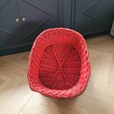 Red rattan children's armchair