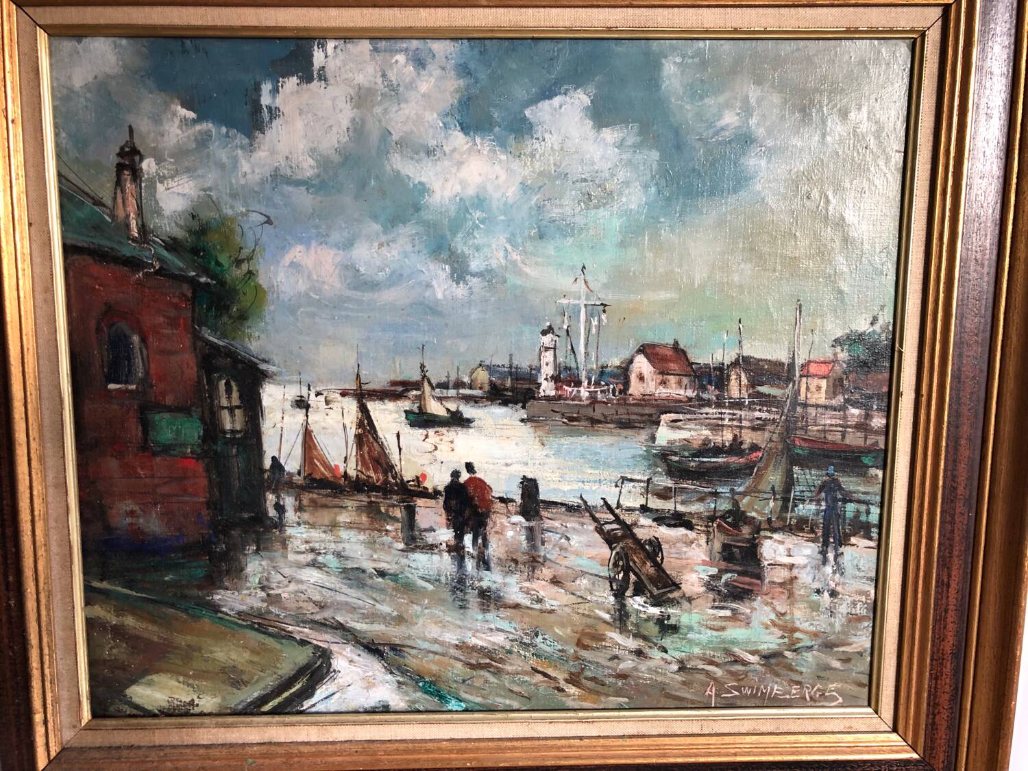 Oil painting port of Honfleur