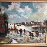 Tableau à l’huile port d’Honfleur