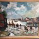 Oil painting port of Honfleur