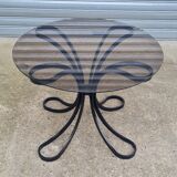 Space Age table in steel with smoked glass top, 1970