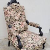 Napoleon III period armchair with floral tapestry, 19th century