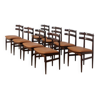 Set of 8 palisander and leather Danish dining chairs by Poul Hundevad