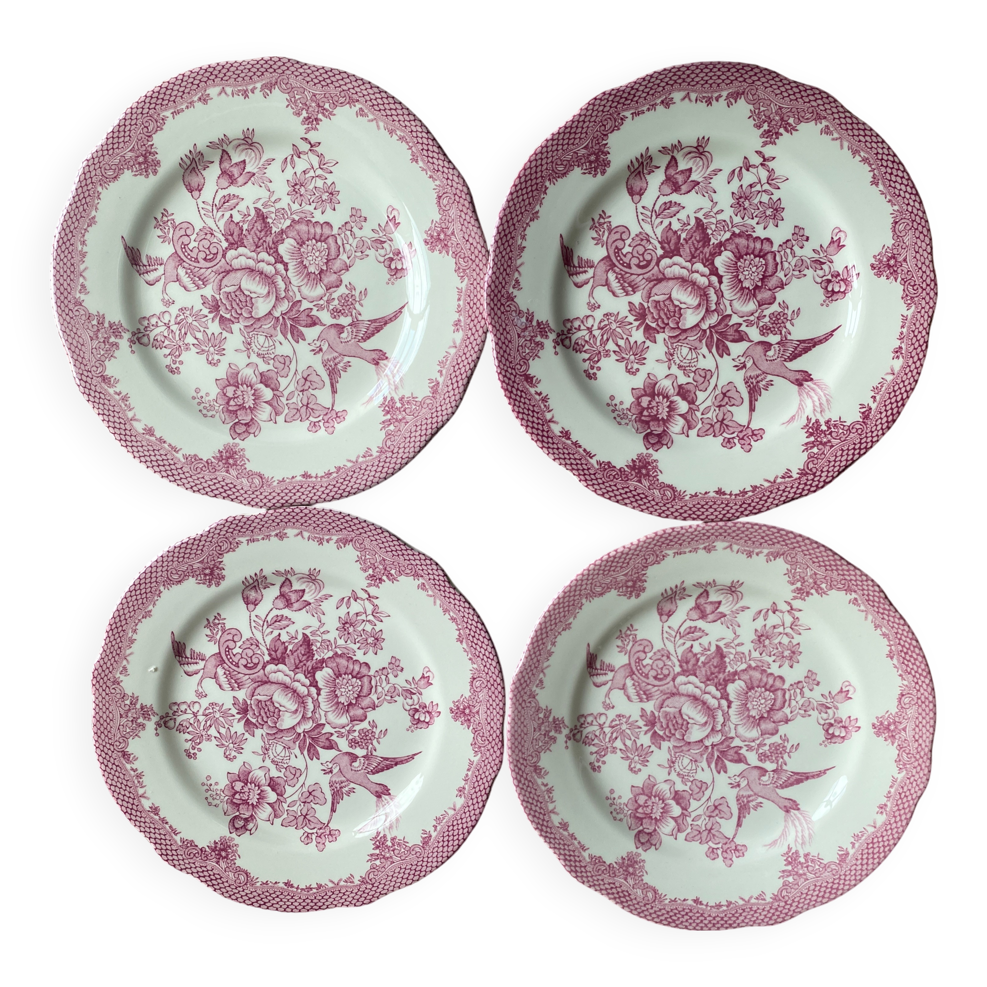 Set of 4 floral pattern dessert plates