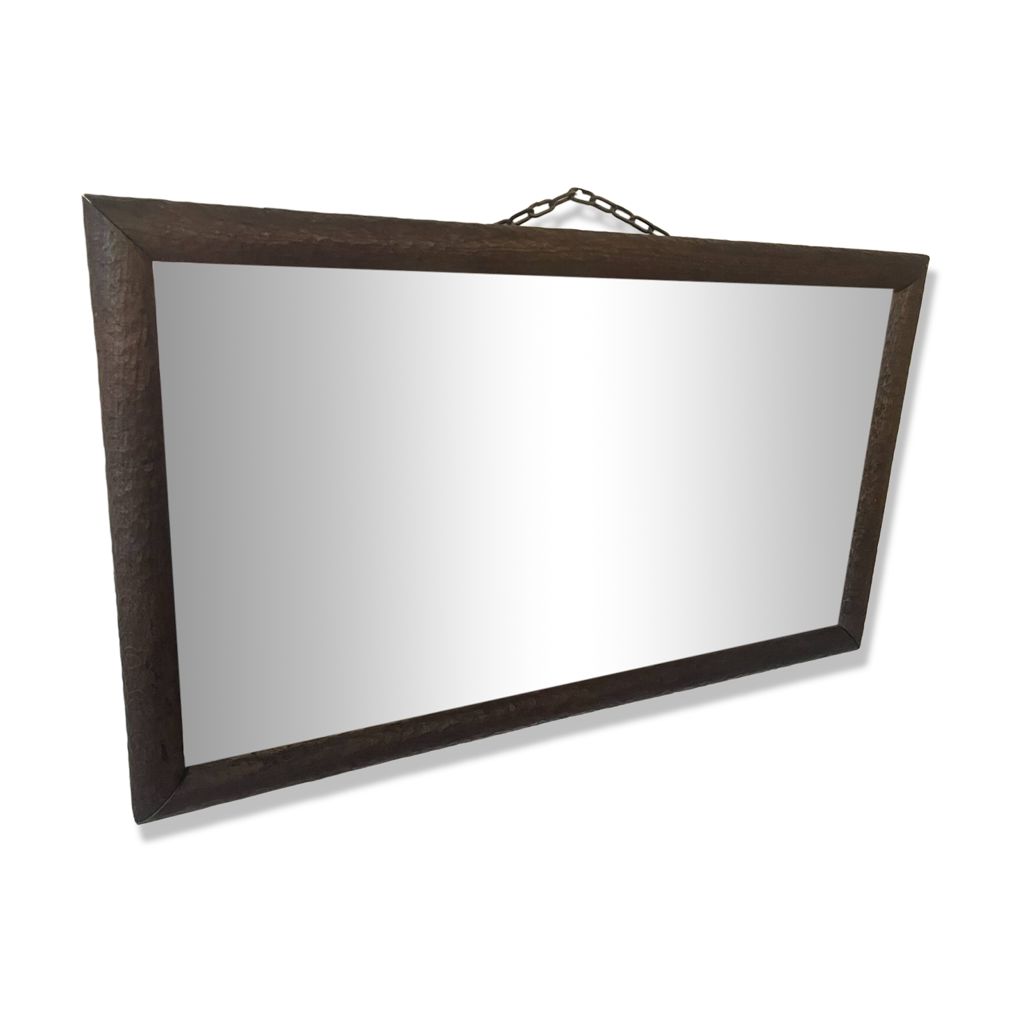 Large vintage mirror with a carved solid wood frame.
